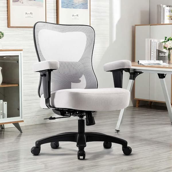 Unbranded Mesh Seat Office Chair, Ergonomic Executive Chair Drafting Chair in Light Gray, Computer Desk Task Chair with Wheels