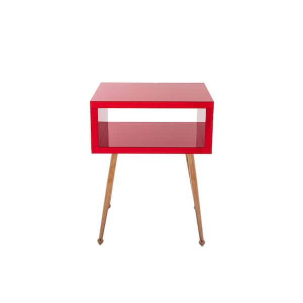 Siavonce Modern Simple Acrylic Red Mirror End Table Nightstand (17.9 L x 23.2 in. H)