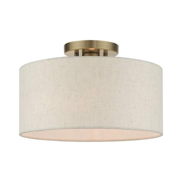 AVIANCE LIGHTING Whitney 1 Light Antique Brass Semi Flush Mount