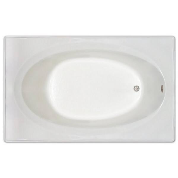 Pinnacle 6 ft. Rectangular Reversible Drain Drop-In Non-Whirlpool Bathtub in White