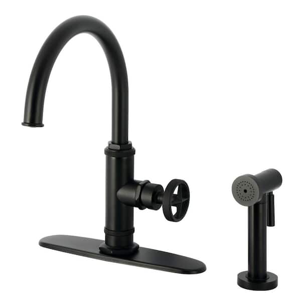 Ostro 1-Handle Deck Mount Standard Kitchen Faucet in Matte Black