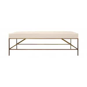 Amelia Ivory 58 in. 100% Linen Bedroom Bench Backless Upholstered