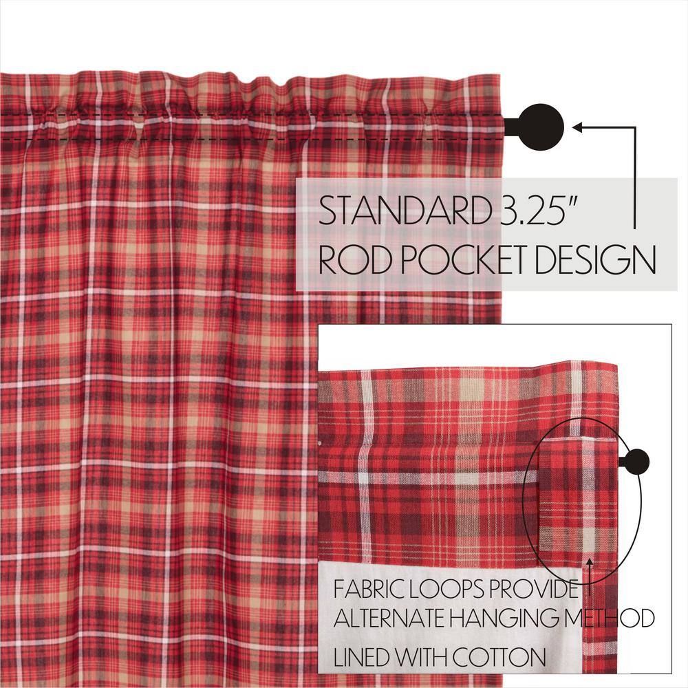 Braxton Red Plaid Scalloped Cotton Valance 16x60