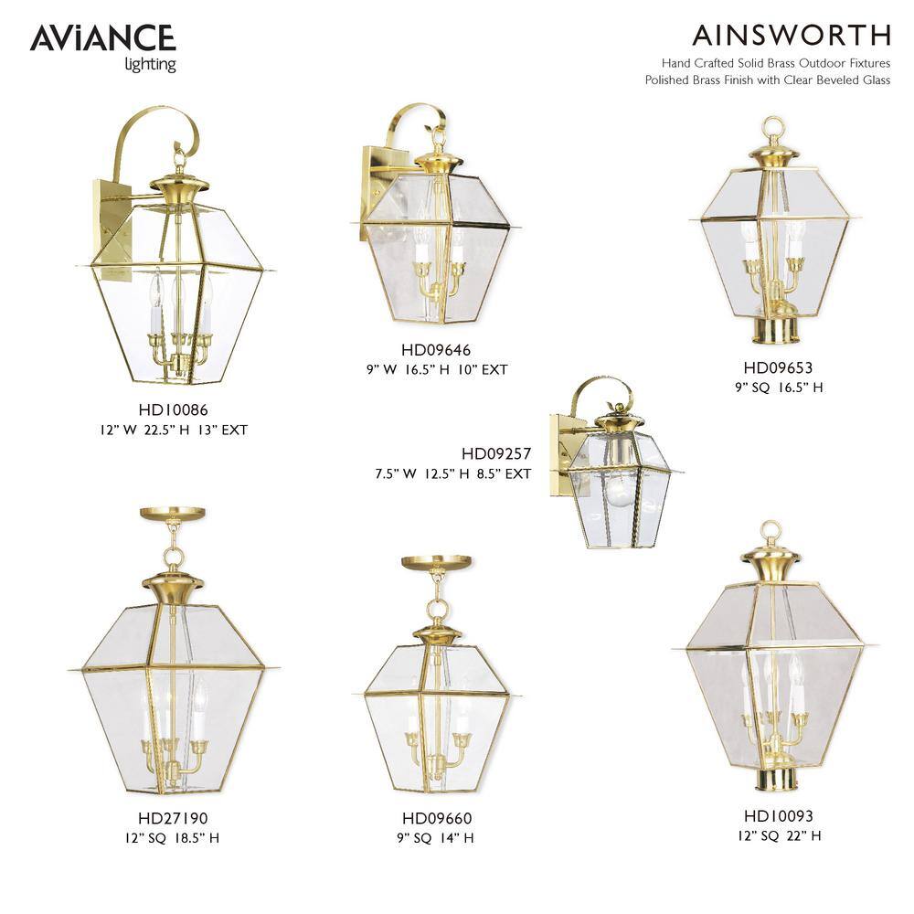 Westover Polished Brass 2-Light Outdoor Pendant with Clear Beveled Glass