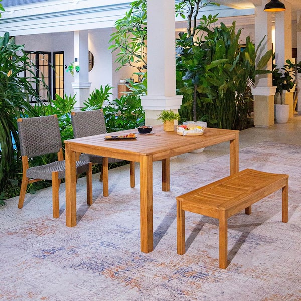 Cambridge Casual Cambridge Casual Zephyr 4-Piece Teak Wood Dining Set with Gray Polyrope