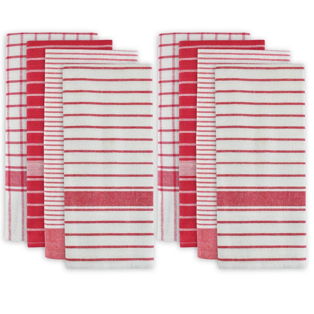 Clorox White/Red Antimicrobial Solid Cotton Kitchen Towel Set (2-Pack)