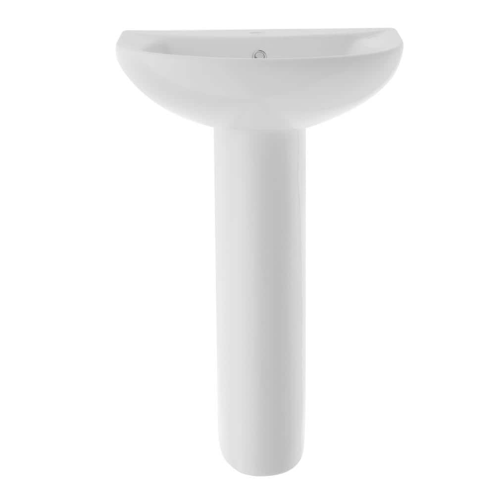 TOBILI 20.5 in. White Ceramic Pedestal Sink Combo with 25 in. Base in