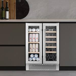 Wine Black Beverage & Wine Cooler, 20 Bottles and 81 Cans Dual-Zone Wine and Beverage Refrigerator, 22.6 in.Width, Black