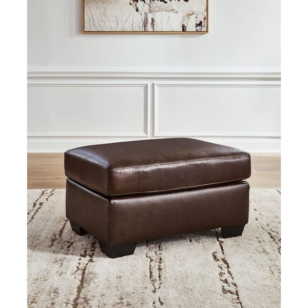 Signature DESIGN BY ASHLEY Santorine Brown Leather Rectangle Cocktail Medium Ottoman