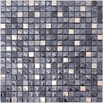 Blue and Silver 11.7 in. x 11.7 in. Polished and Textured Glass and Metal Mosaic Tile (4.75 Sq. ft./Case)