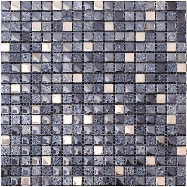 Apollo Tile Blue and Silver 4 in. x 5 in. Polished Glass and Metal Mosaic Tile Sample (0.13 sq. ft./Piece)