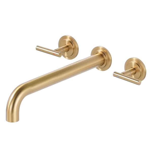 ALEASHA 2-Handle Wall Mount Roman Tub Faucet in. Brushed Gold