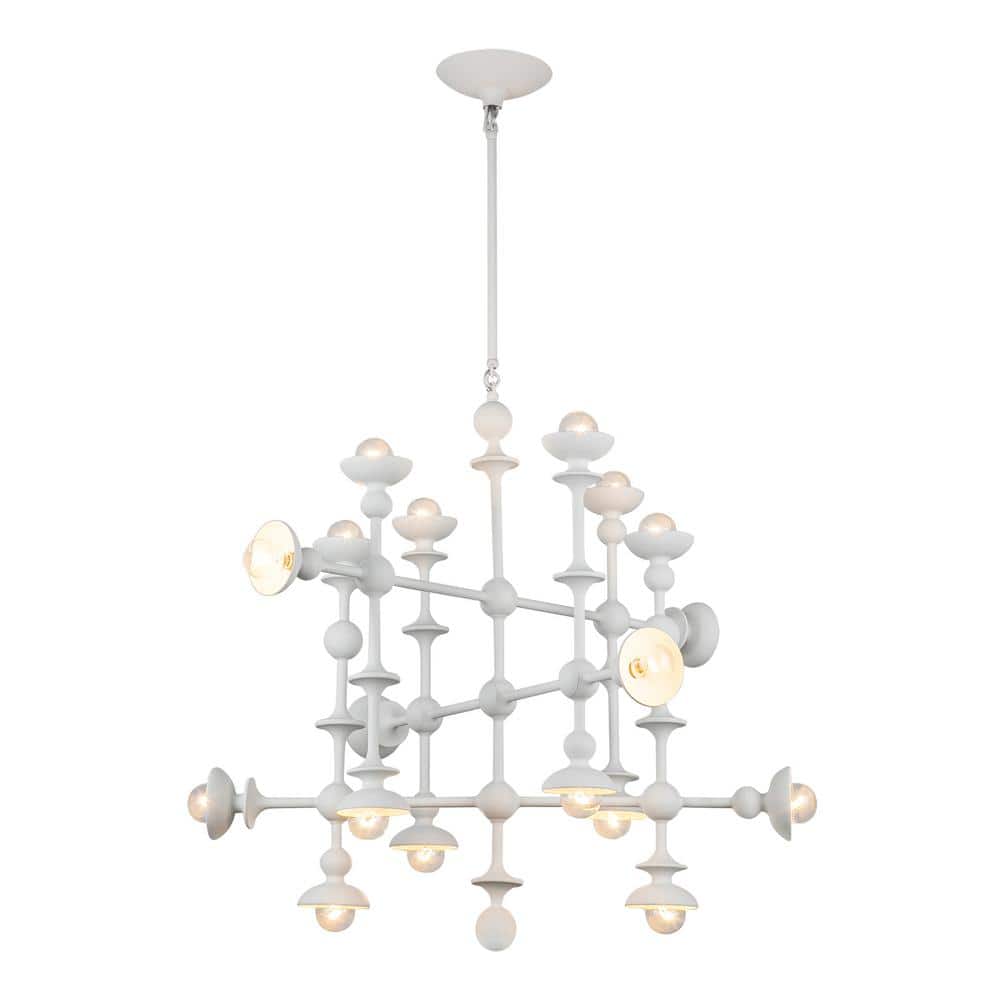 White 18-Light Sputnik Chandelier with Sculptural Design