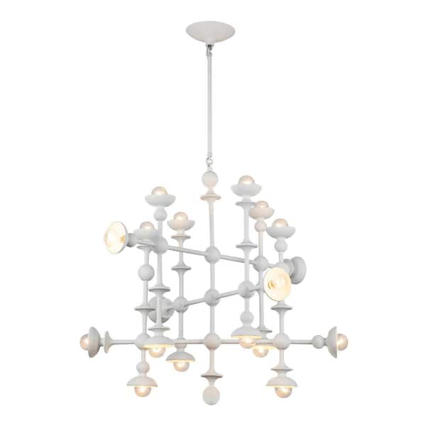 Cadence 29 in. 18-Light 40-Watt Antique White Chandelier