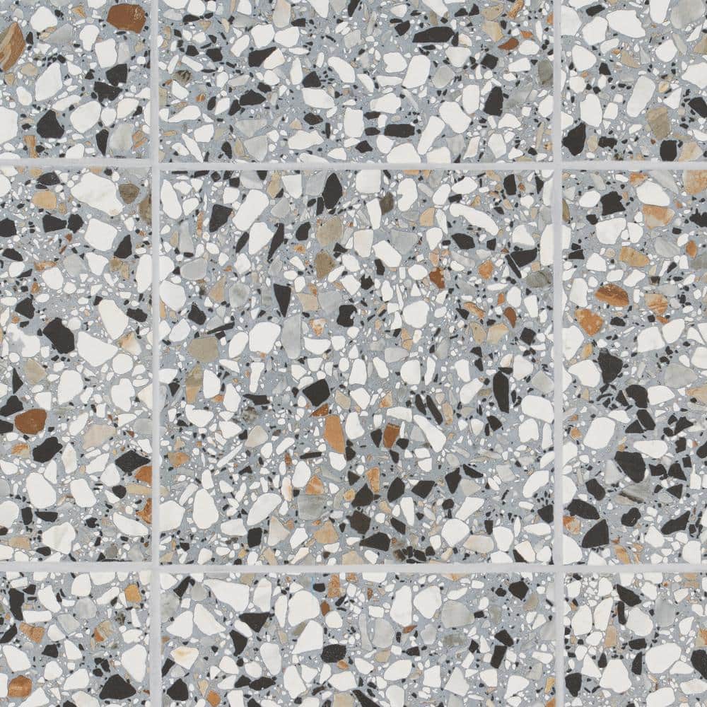 Shards Terrazzo 8" x 8" Matte Blue Porcelain Tile
