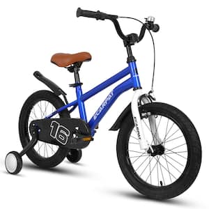 A14115 Blue Kids Bike 14 in. for Boys and Girls with Training Wheels Freestyle Kids' Bicycle with fender and carrier