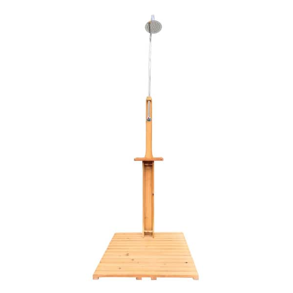 Tatayosi Outdoor Wooden Garden Pool Shower with Chassis Board, for Swimming Pool, Patio, Terrace