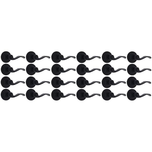 Wave Matte Black Bed/Bath Door Lever 24-Pack