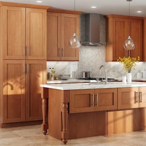 Newport 9 in. W x 24 in. D x 34.5 in. H Assembled Plywood Full Height Door Base Kitchen Cabinet in Cinnamon LH