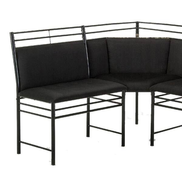 Benjara Black 5 Seater L Shaped Dining Corner Chair with Bench for