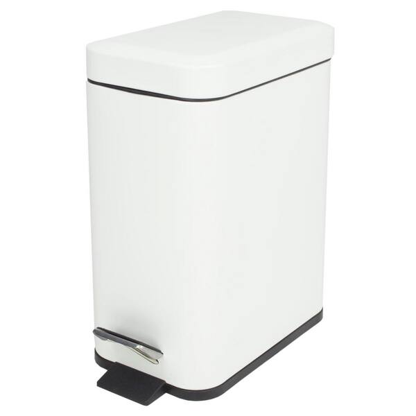 Home Basics 1.32 Gal. Stainless Steel Slim Trash Can with White-WB41168 ...
