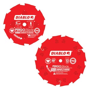 7-1/4 in. x 8-Tooth and 10 in. x 12-Tooth (PCD) Laminate Flooring PERGO Blade Circular Saw Blades (2-Blades)