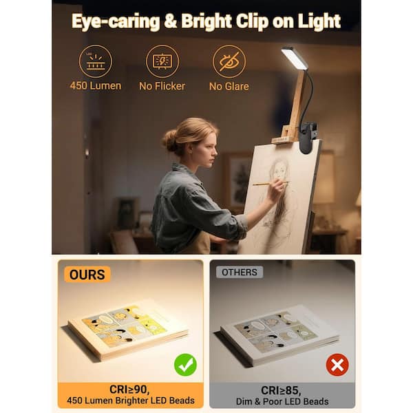 BeamBox 13.8 in. Black Clip on Light with 9-Brightness,5-Colors