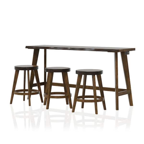 Furniture of America Cardenas 4-Piece Dark Walnut Counter Height Dining Table Set