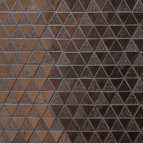 Ivy Hill Tile Deco Lava Triangle Bronze 13.18 in. x 13.22 in. Metallic Lava Stone Floor and Wall Mosaic Tile (1.29 sq. ft./Each)