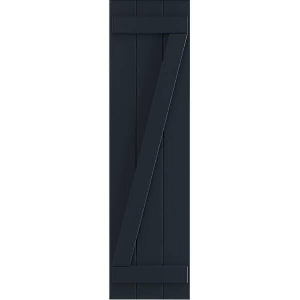 Ekena Millwork 16-1/8 in. x 74 in. True Fit PVC 3-Board Joined Board and Batten Shutters with Z-Bar Pair in Starless Night Blue