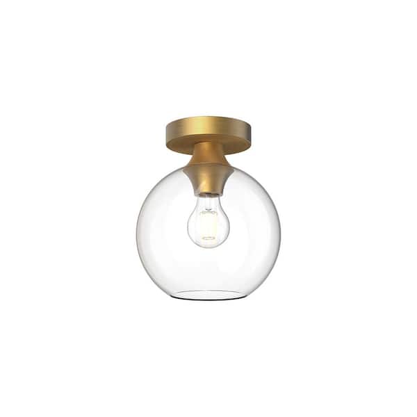 ALORA MOOD Castilla 8 in. 1 Light 60-Watt Aged Gold/Clear Glass Flush Mount