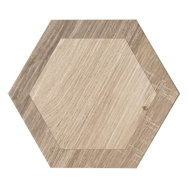 Apollo Tile Woodnote 9.5 in. x 9.5 in. Brown Porcelain Matte Hexagon Wall and Floor Tile (10.43 sq. ft./case) 20-Pack