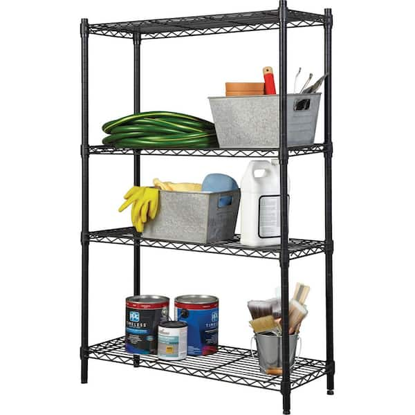 4-Tier Steel Wire Shelving Unit in Black (36 in. W x 54 in. H x 14 in. D)