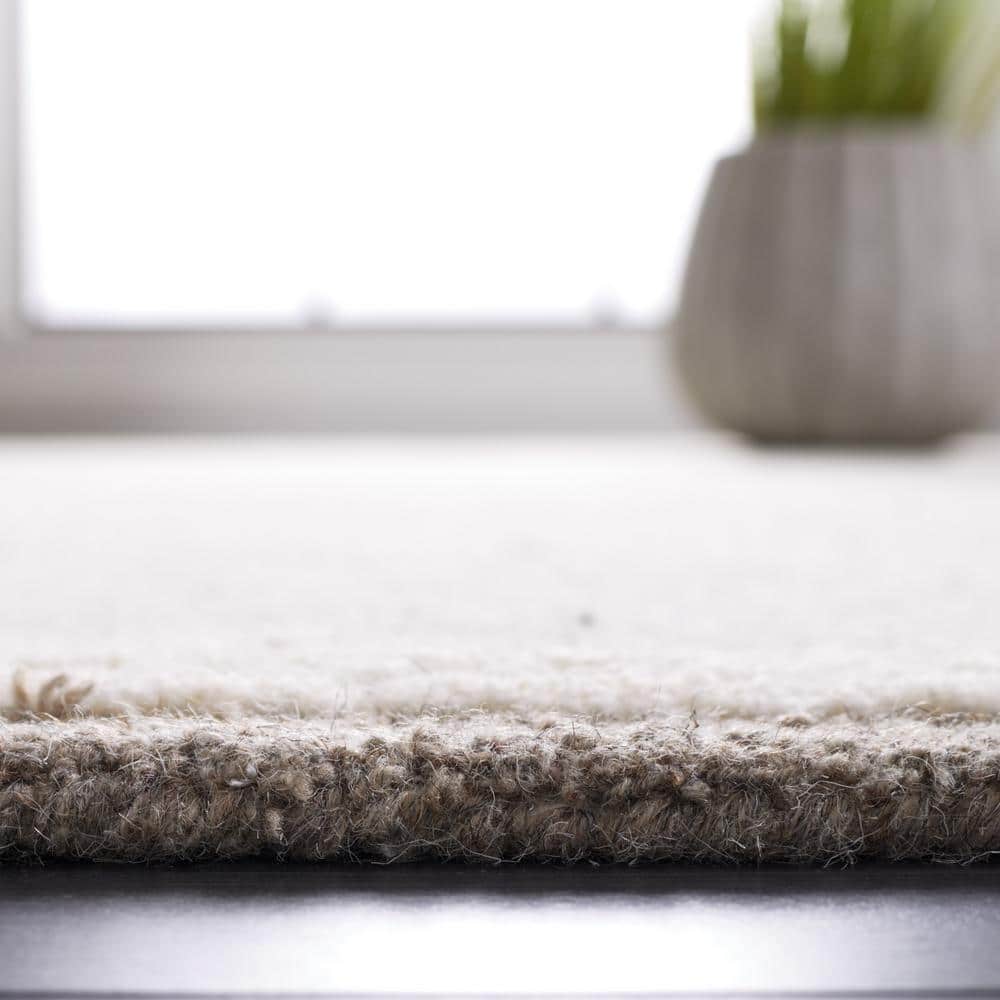 Ivory and Beige Abstract Hand-Tufted Wool Rug, 5' x 8'