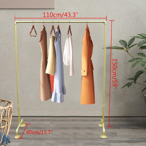 YIYIBYUS Industrial Pipe Style Gold Metal Floor-standing Garment Clothes  Rack 43 in. W x 59 in. H HG-ZJ-FVGD - The Home Depot