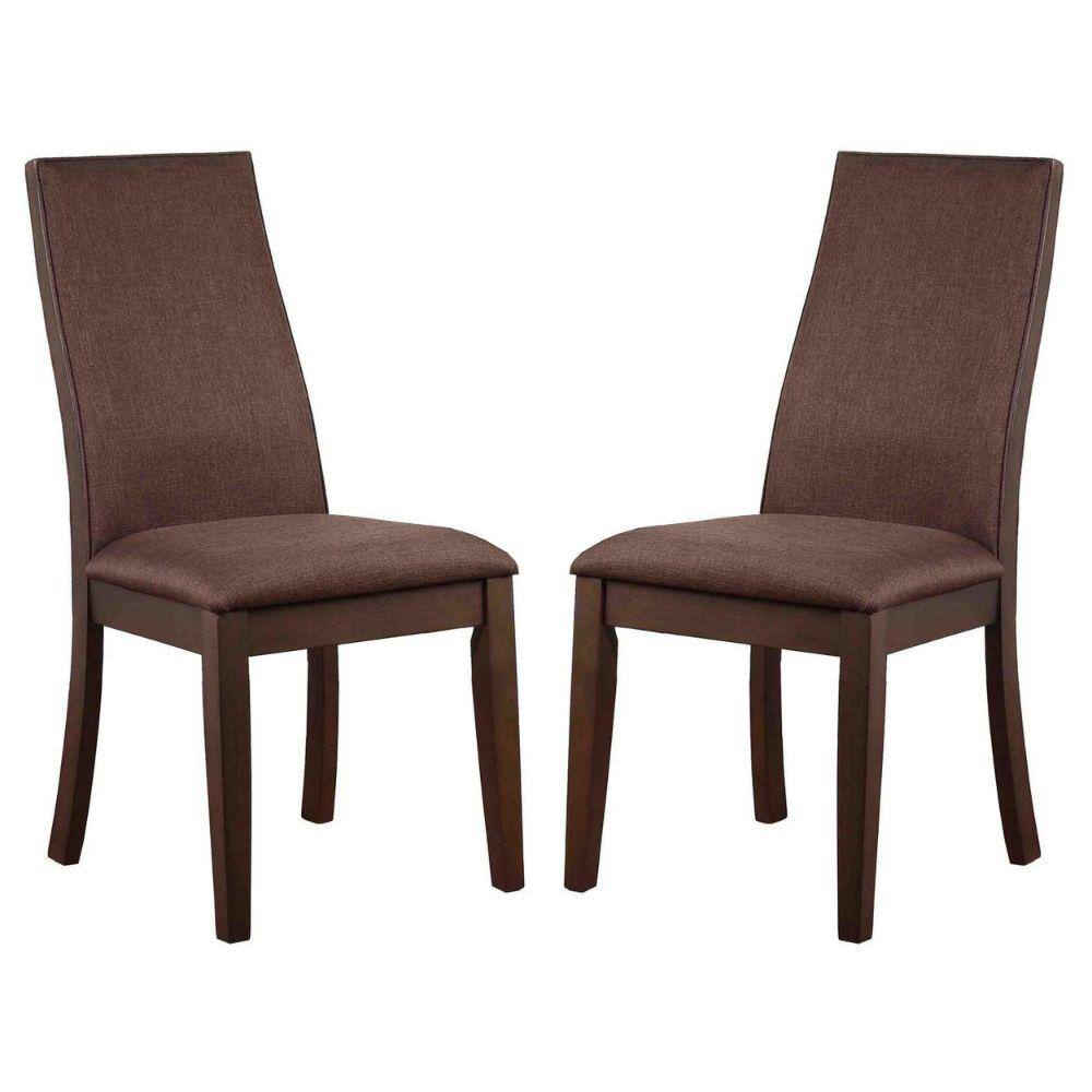 Benjara Brown Fabric Thick Cushion Dining Chair BM287824 - The Home Depot