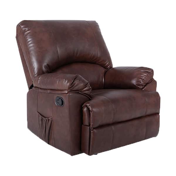 Unbranded Brown Recliner Chair Massage Rocker with Heated Modern PU Leather Single Sofa Seat Living Room Chair