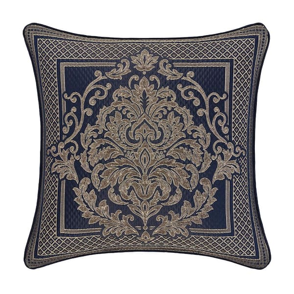Unbranded Excel Royal Blue Royal Blue Polyester Damask 20" Square Decorative Throw Pillow 20 In. L X 20 In. W