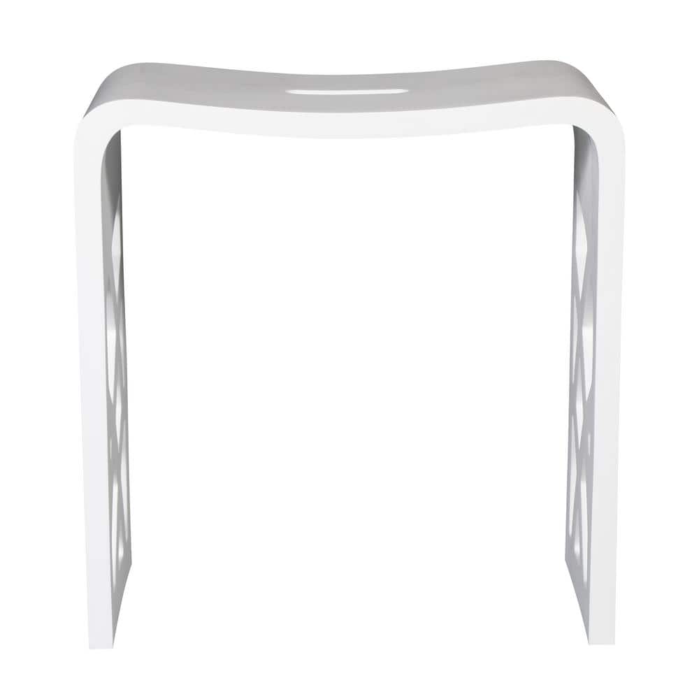 White Matte Resin Bathroom and Shower Stool