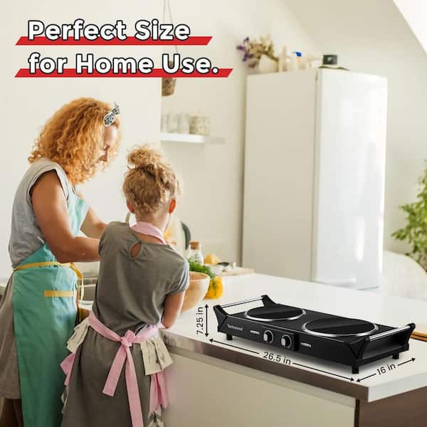 Ovente 1700W Double Hot Plate Electric Countertop Infrared Stove - Black