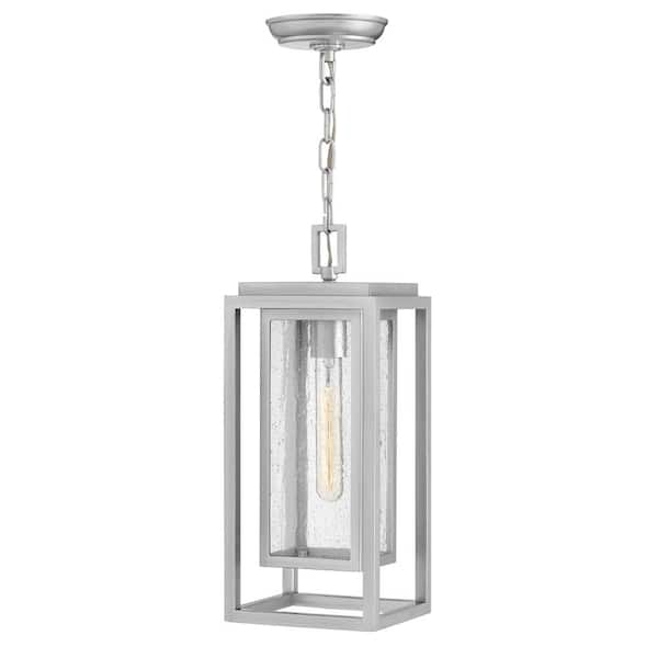 HINKLEY - Republic 16.75 in. 1-Light Satin Nickel Composite Platic Outdoor Pendant Light
