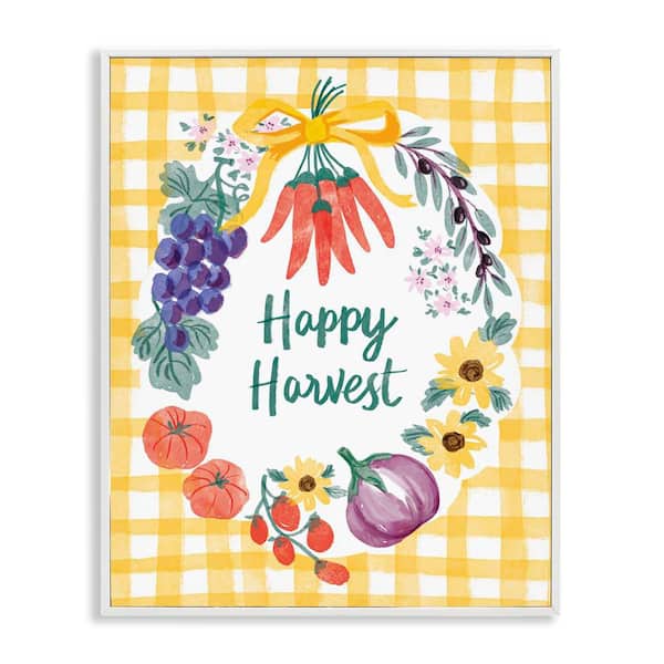 Stupell Industries Happy Harvest Kitchen by Be Ni La White Framed Food Giclee Art Print 30 in. x 24 in.