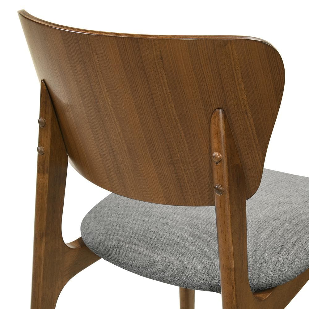 Kalia Charcoal Upholstered Walnut Wood Side Dining Chair Set of 2