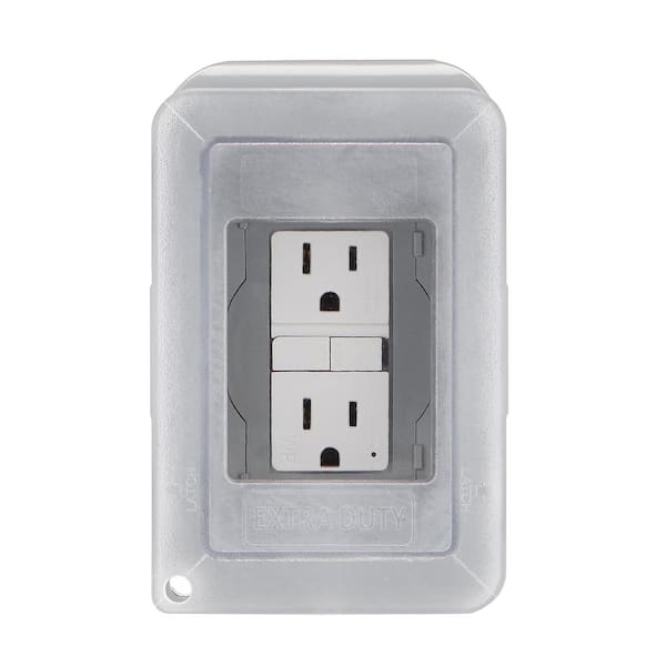 Eaton Non-Metallic Gray 2-Outlet Weatherproof Electrical Outlet Cover in  the Electrical Outlet Covers department at