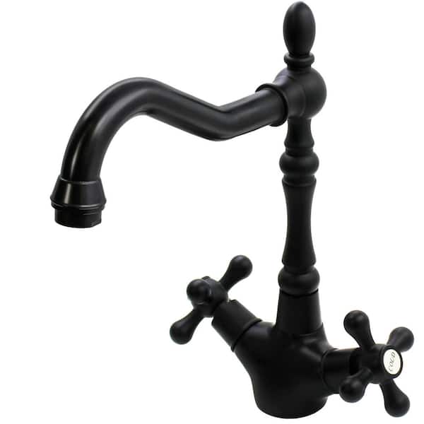 Novatto Kay Duhbul Double Handle Swivel Bar Faucet in Matte Black