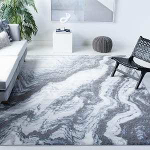 Craft Gray/Blue 9 ft. x 12 ft. Marbled Abstract Area Rug