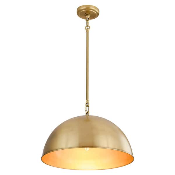 Molly 1-Light 18.1 in. Aged Brass Curved Edge lsland Dome Pendant Light