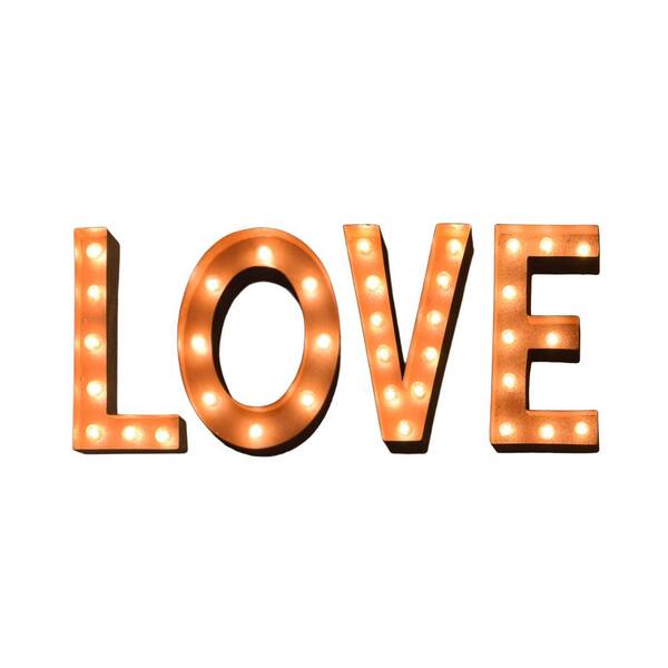 TrekShops 58 in. W x 12 in. H Small Rusted LOVE Letters Marquee Light