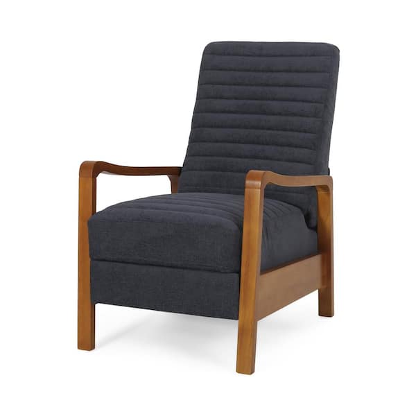Noble House Judith Charcoal/Teak Polyester Standard (No Motion) Recliner