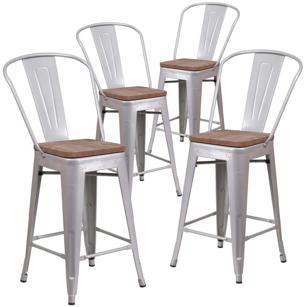 Carnegy Avenue 24.25 in. Silver Bar Stool (4-Pack) CGA-CH-249659-SI-HD ...